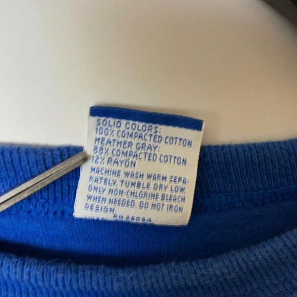 Vintage 90s Champion T Shirt Blue Large L USA Graphic Tee Long Sleeve Solid - Picture 6 of 16